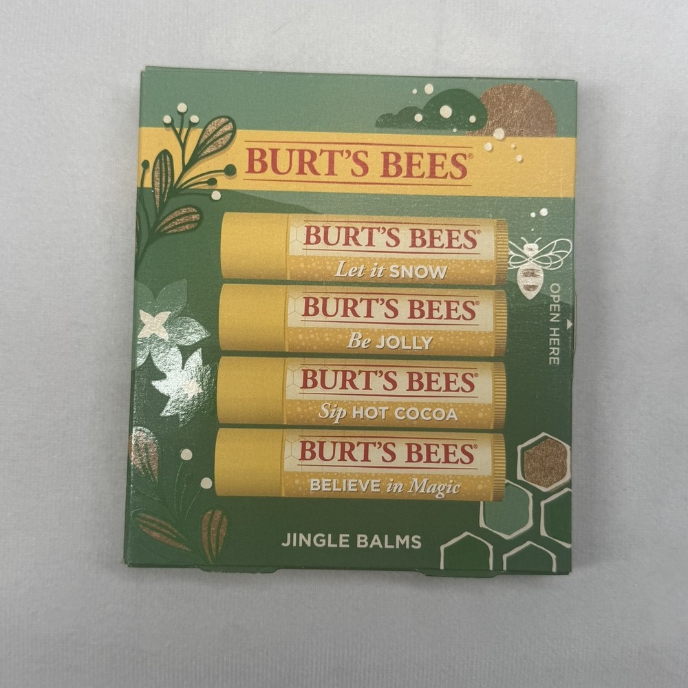 Burt's Bees Jingle Balms Holiday Lip Balm Gift Set 4 Pack Beeswax & Peppermint